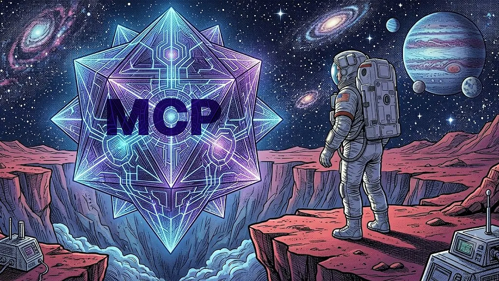 An astronaut exploring a fictious MCP energy on a planet